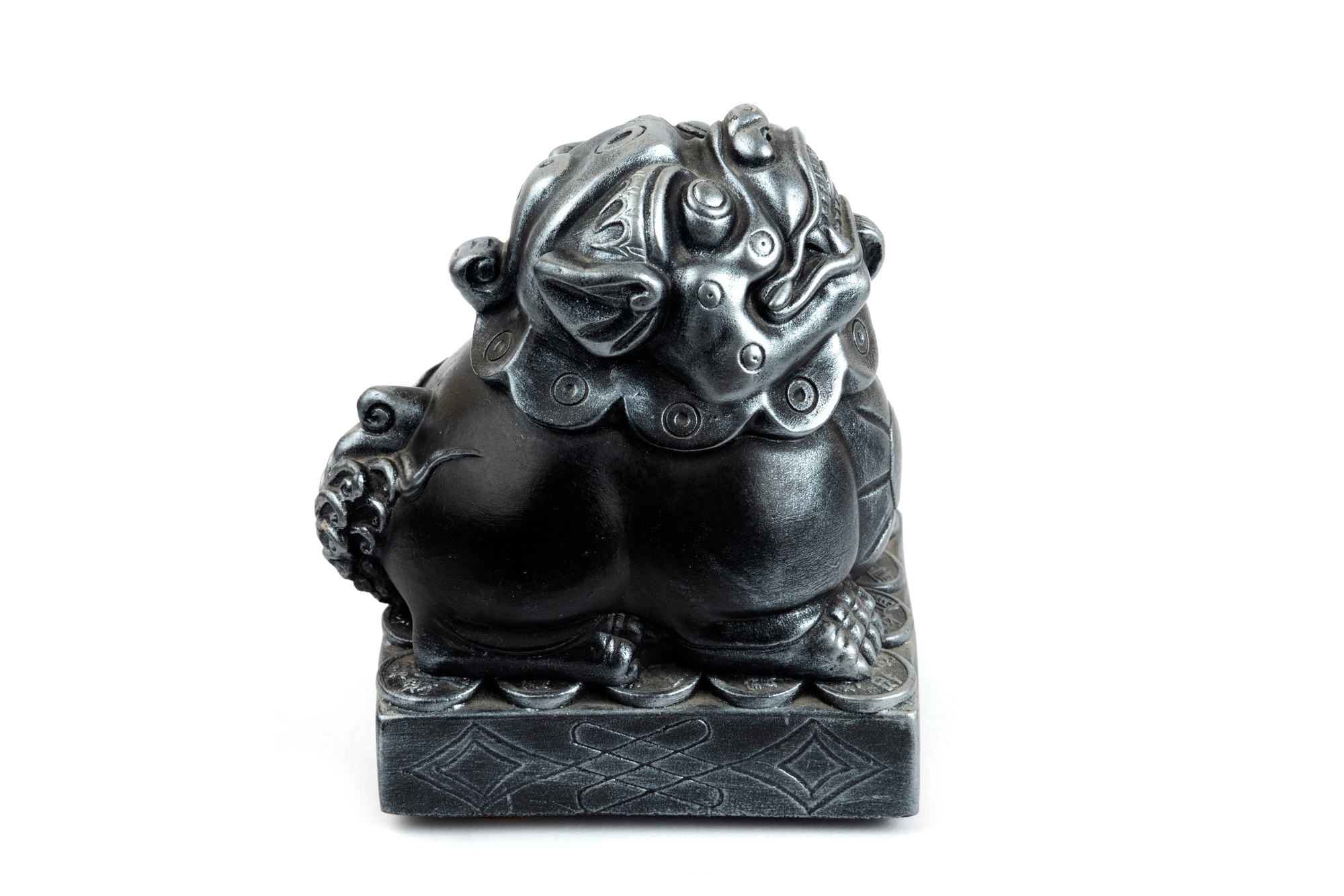 İron statue of animal on white background